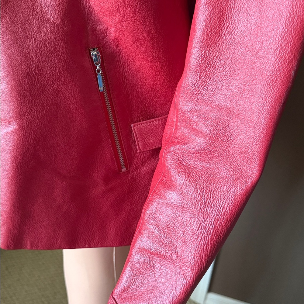 TRIBECA STUDIO Vintage Women’s Red Leather Jacket Zippered Size M - Picture 15 of 15